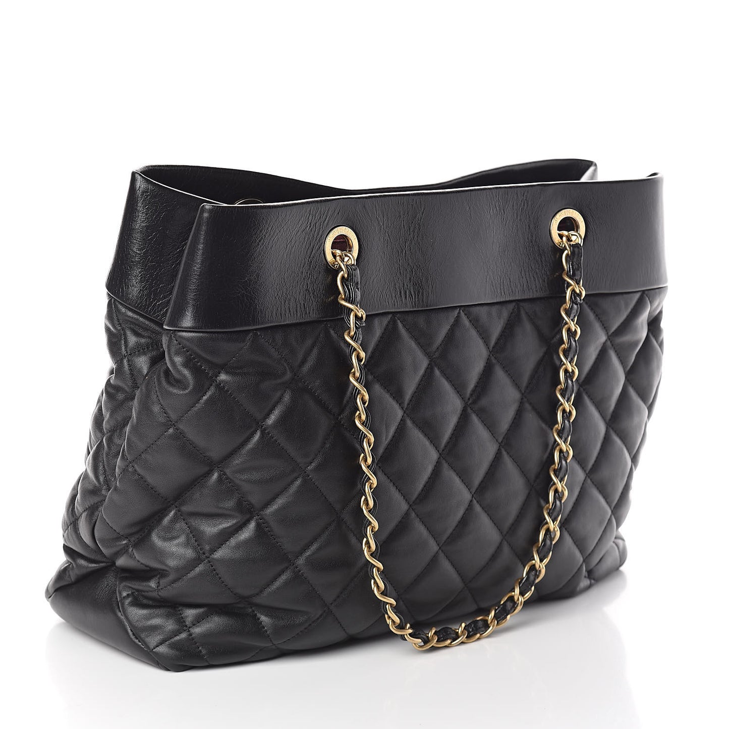 Calfskin Quilted Large Soft Elegance Tote Black