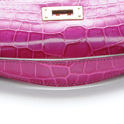 Hermes Shiny Niloticus Crocodile Kelly Cut Pochette Rose Scheherazade 13 of 21