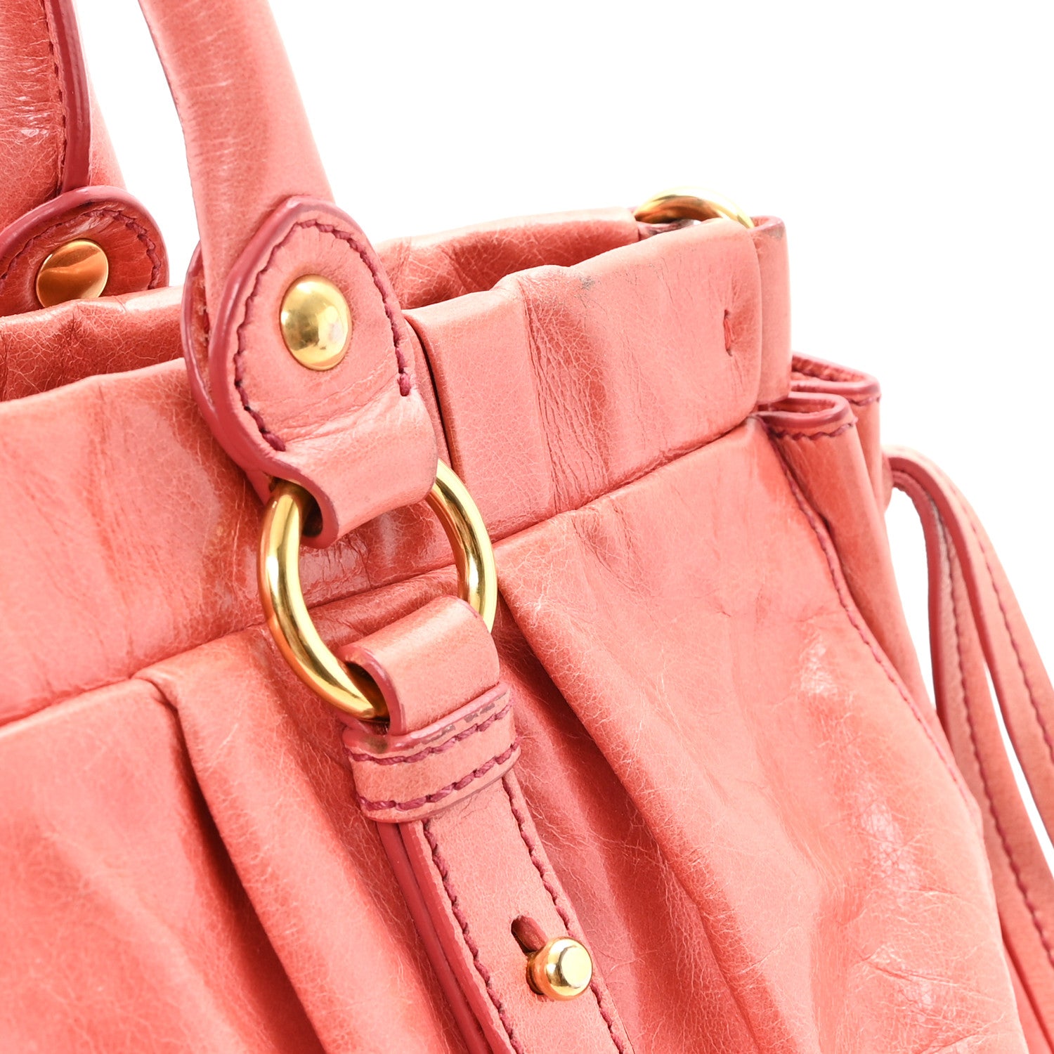 Miu Miu Vitello Lux Gathered Tote Rosa 11 of 11