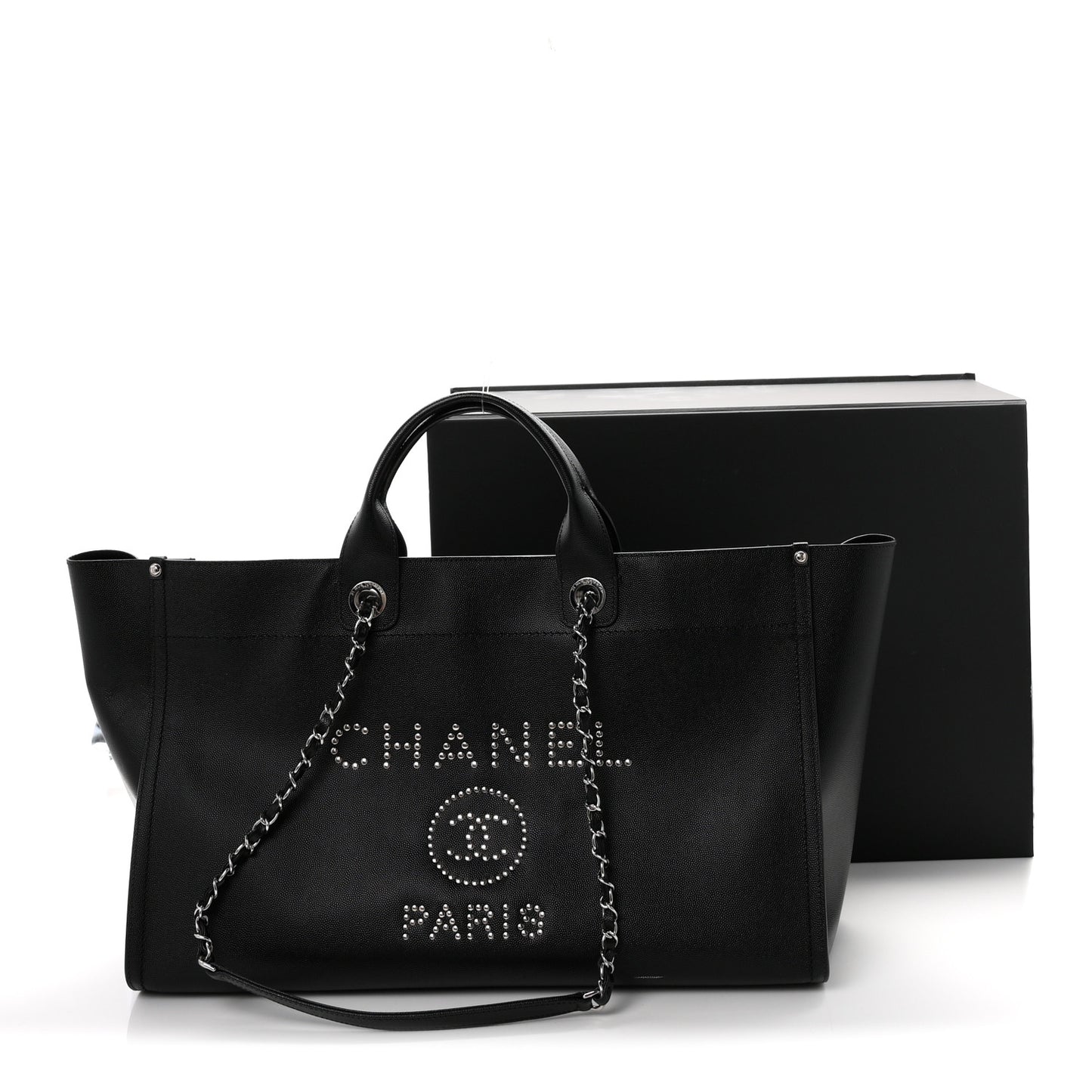 Caviar Extra Large Studded Deauville Tote Black