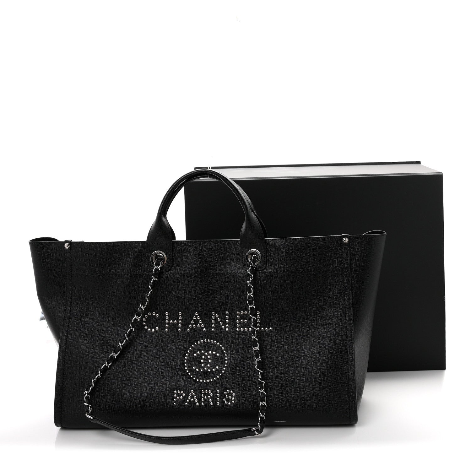 Chanel Caviar Extra Large Studded Deauville Tote Black 12 of 12