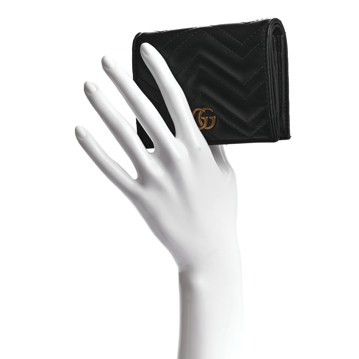 Calfskin Matelasse GG Marmont Card Case Wallet Black