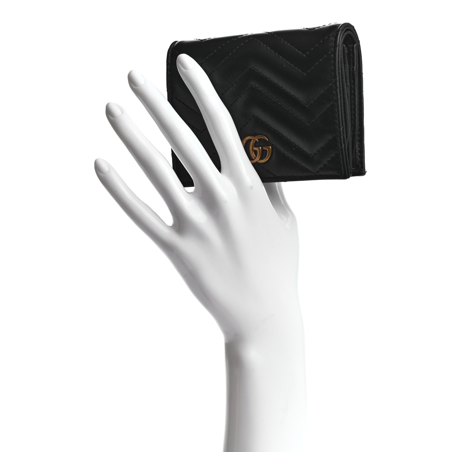 Gucci Calfskin Matelasse GG Marmont Card Case Wallet Black 2 of 7