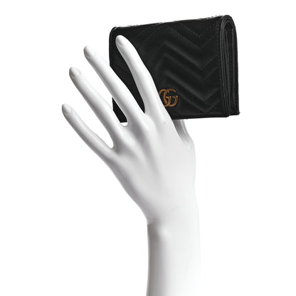 Gucci Calfskin Matelasse GG Marmont Card Case Wallet Black 2 of 7