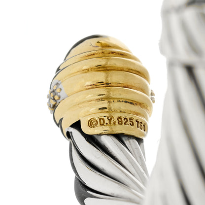 David Yurman Sterling Silver 18K Yellow Gold Diamond 10mm Cable Classics Dome Bracelet 3 of 3