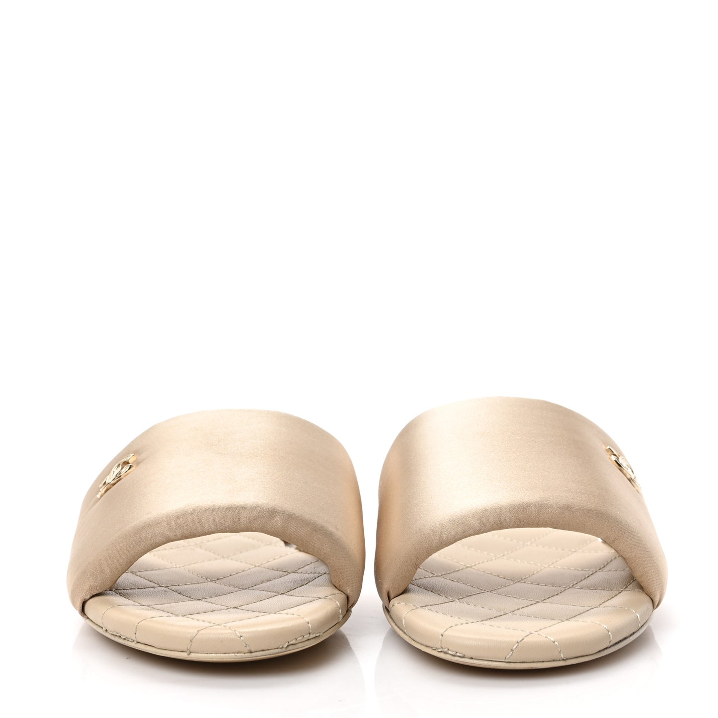 Satin Mule Sandals 35.5 Beige