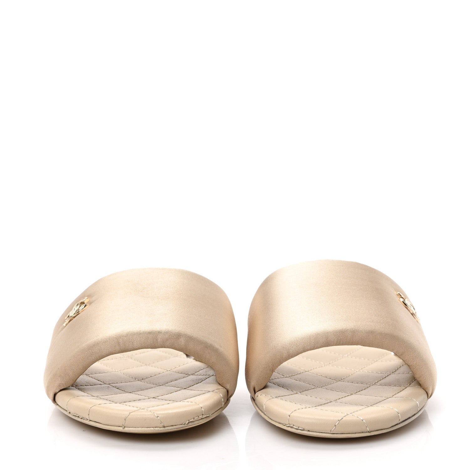 Chanel Satin Mule Sandals 35.5 Beige 2 of 8