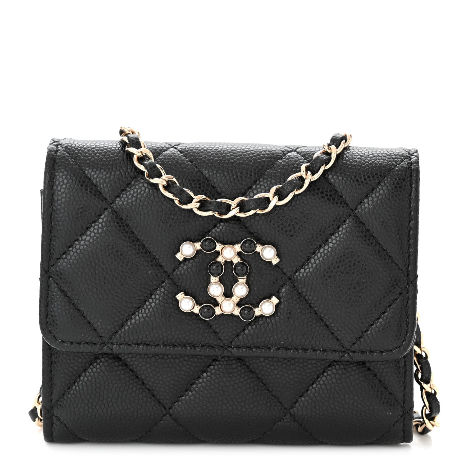 Chanel Caviar Quilted Coco Candy Card Holder On Chain Black 1 of 12