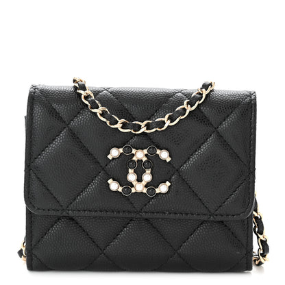 Chanel Caviar Quilted Coco Candy Card Holder On Chain Black 1 of 12