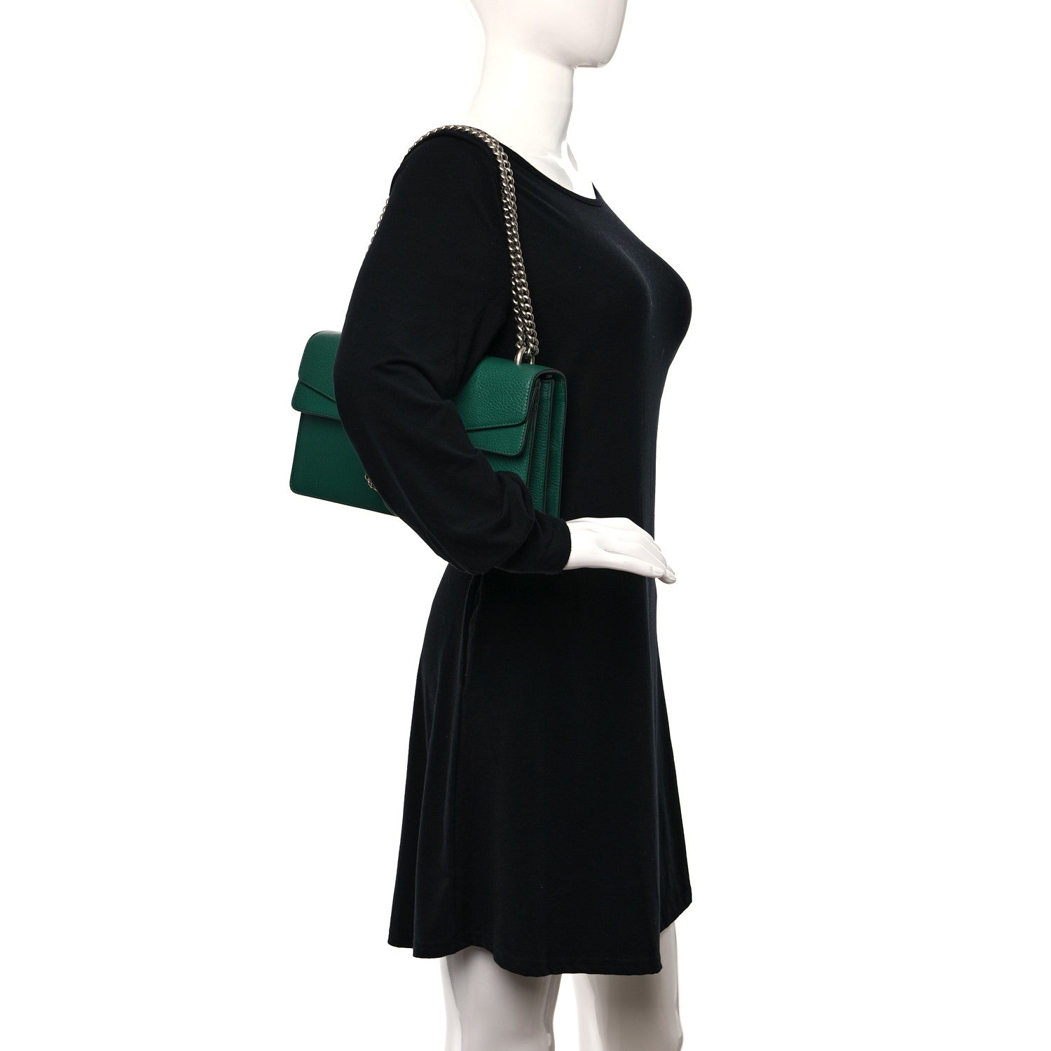 Gucci Pebbled Calfskin Small Dionysus Shoulder Bag Emerald 2 of 14