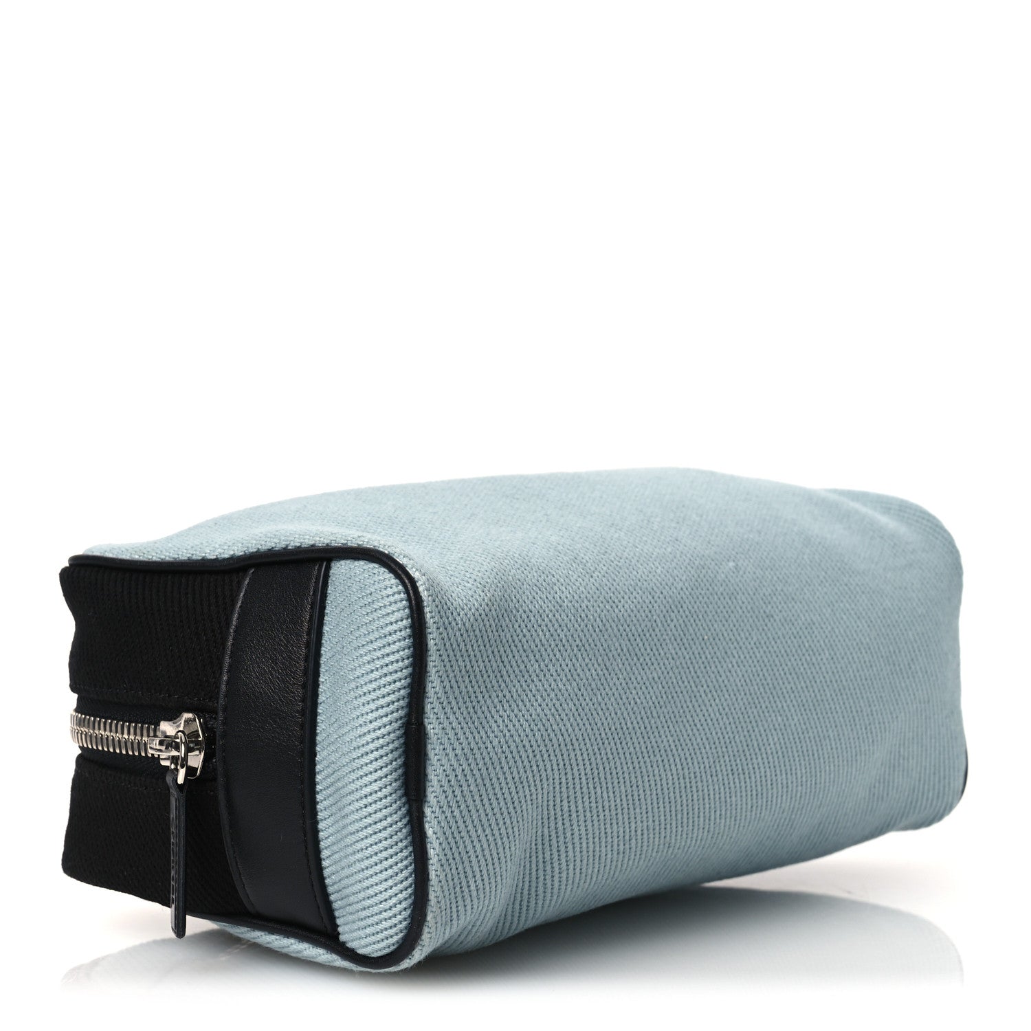 Chanel Canvas Calfskin Large Zippered Pouch Blue Black 4 of 10