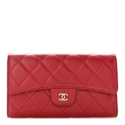 Chanel Lambskin Quilted Large Flap Wallet Red 1 of 12