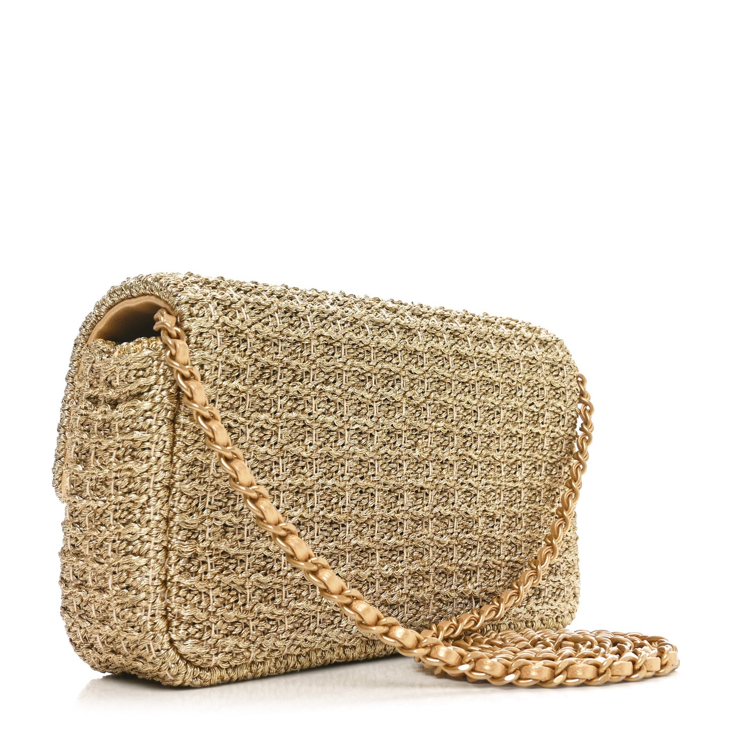 Metallic Woven Fabric Mini Rectangular Flap Gold