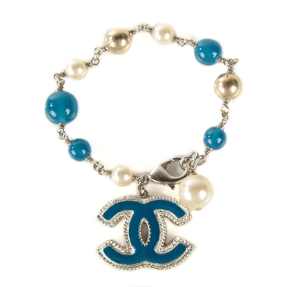 Chanel Pearl Bead CC Bracelet Blue 1 of 5
