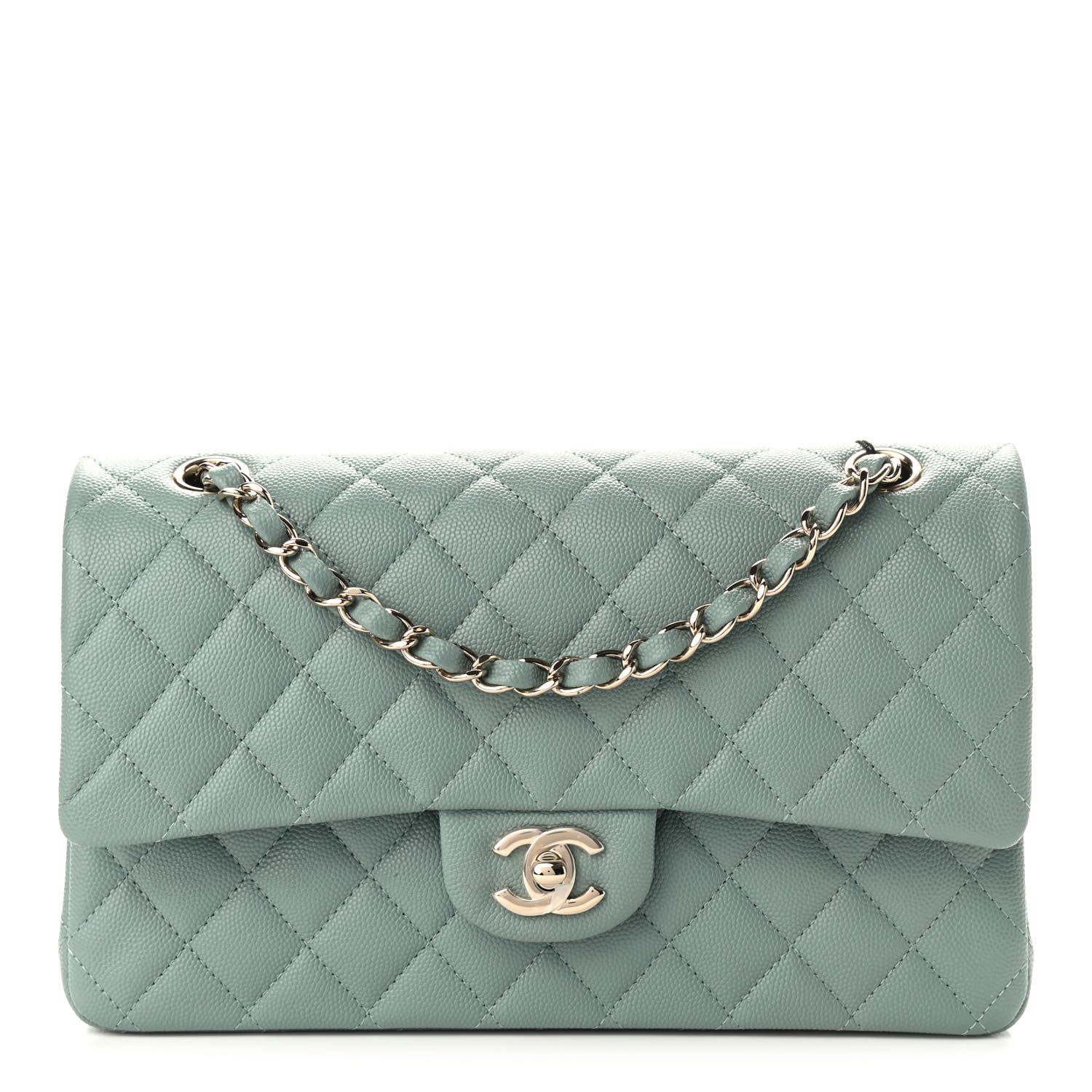 Chanel Caviar Quilted Medium Double Flap Green 1 of 8