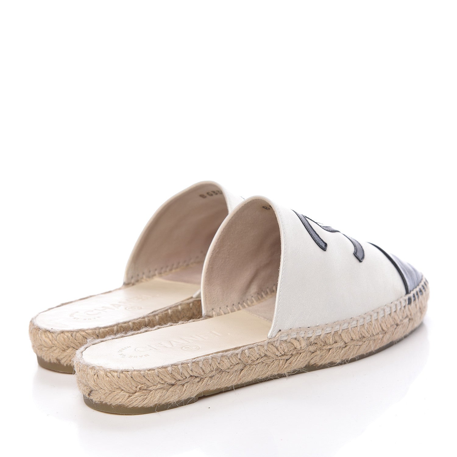 Chanel Iridescent Goatskin CC Espadrille Mules 36 Ivory Black 4 of 13