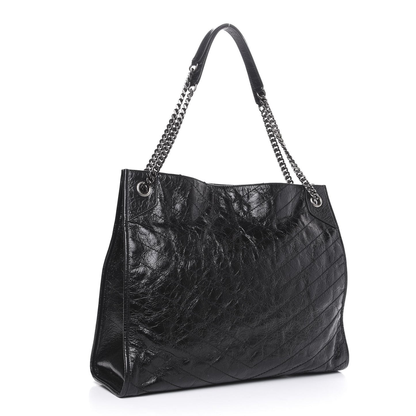 Crinkled Calfskin Matelasse Monogram Niki Shoulder Bag Black