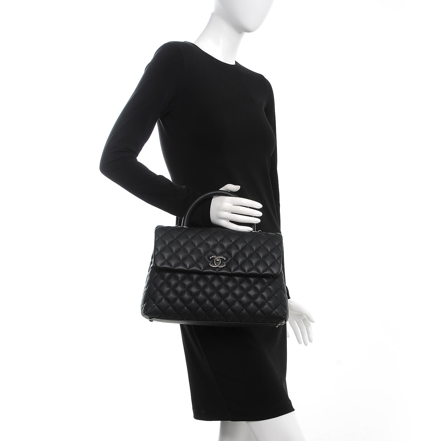 Chanel Caviar Quilted Medium Coco Handle Flap Black 3 of 9