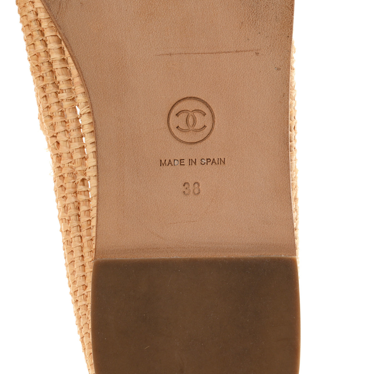 Lambskin Grosgrain CC Espadrilles 38 Beige Black