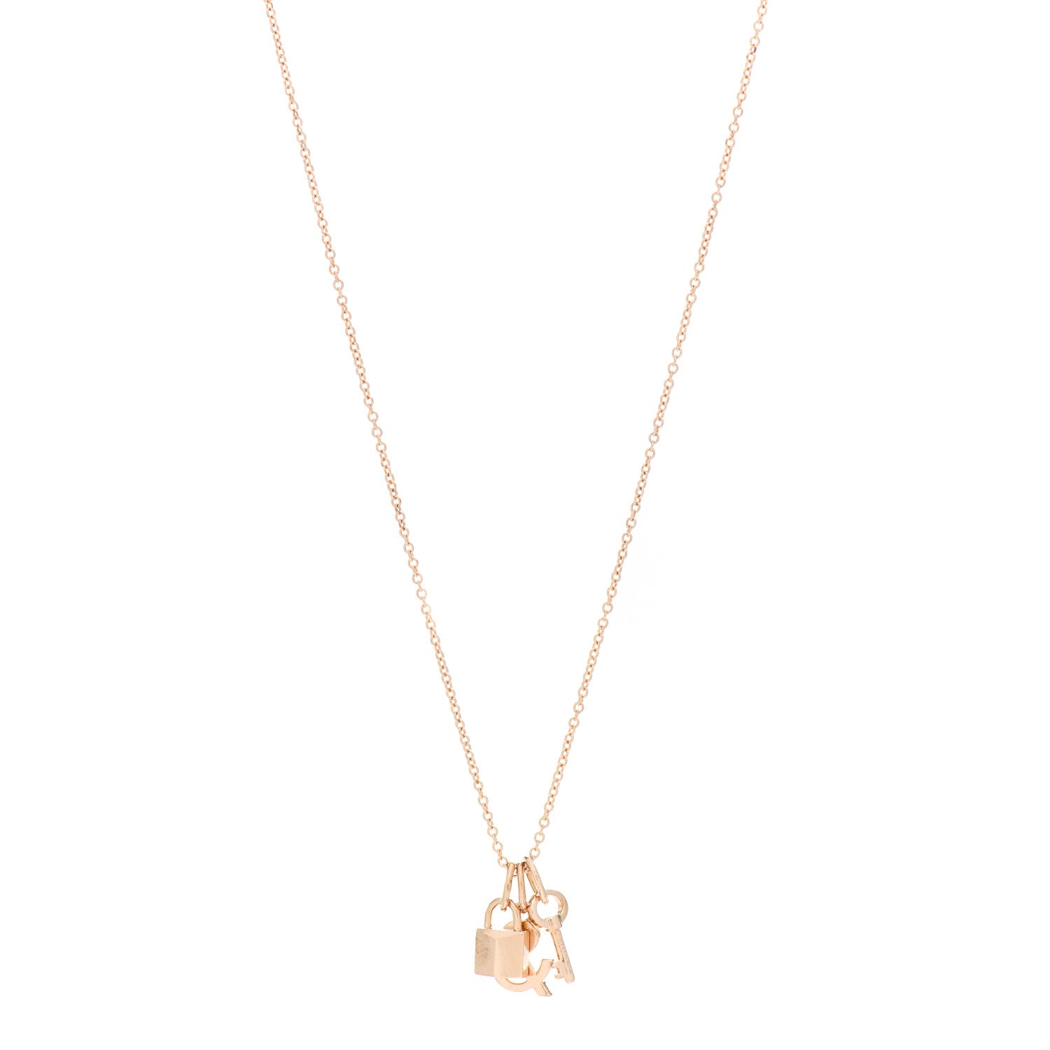 Tiffany 18K Rose Gold Lock and Key Pendant Necklace 1 of 5