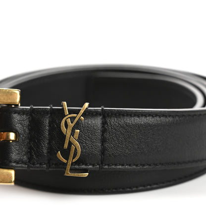 Saint Laurent Smooth Calfskin Monogram Square Buckle Belt 85 34 Black 3 of 9