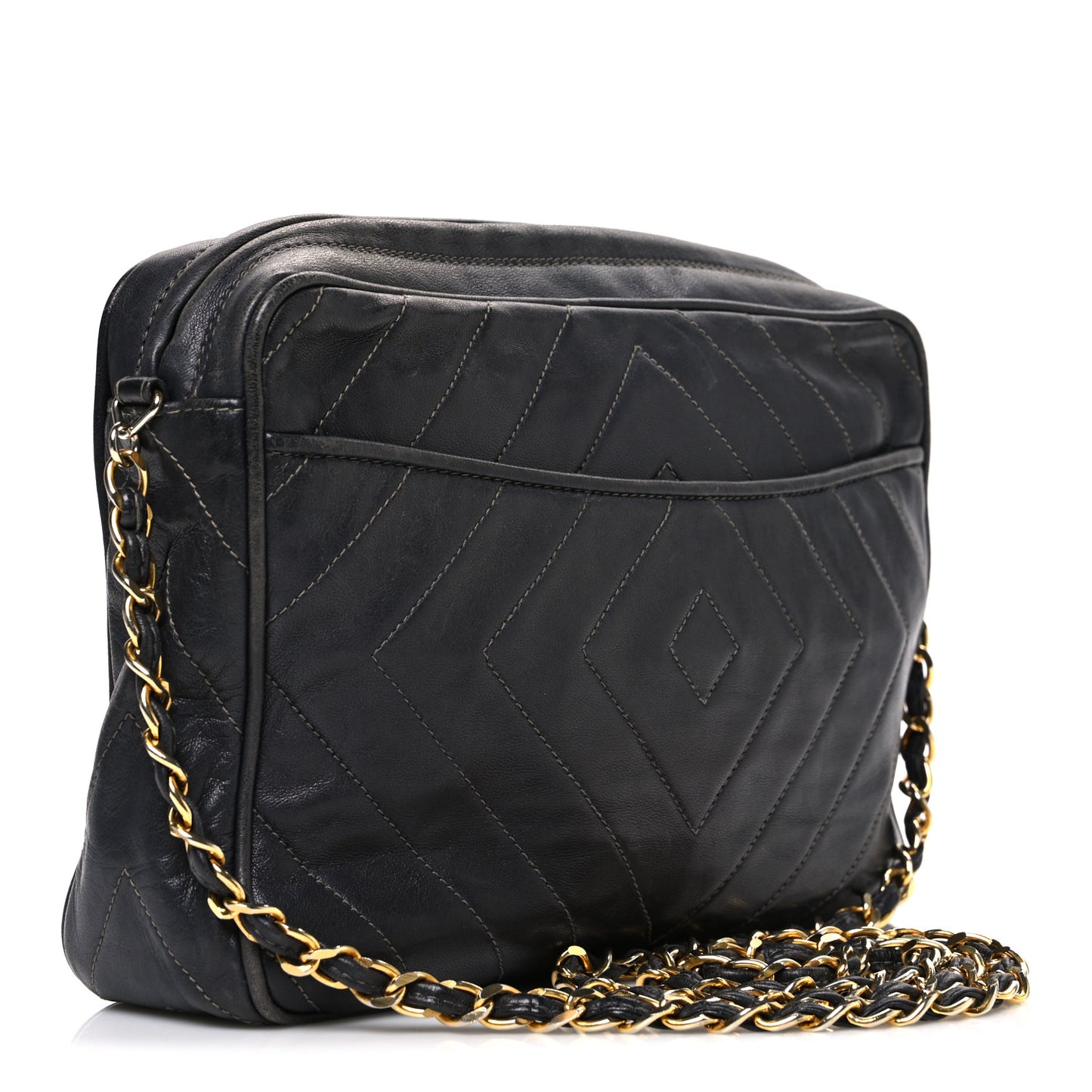 Lambskin Quilted CC Tassel Camera Case Black