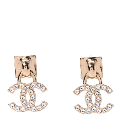 Chanel Crystal CC Drop Earrings Gold 1 of 6