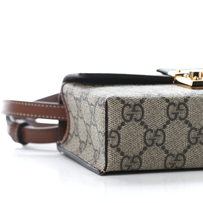 Gucci GG Supreme Monogram Calfskin Mini Padlock Top Handle Shoulder Bag Beige Black Cuir 7 of 9