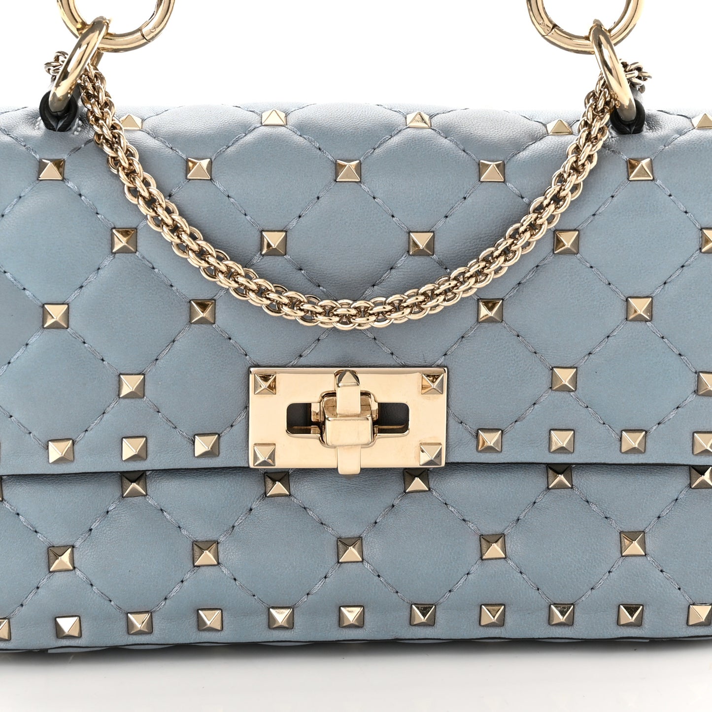 Nappa Small Rockstud Spike Shoulder Bag Aqua