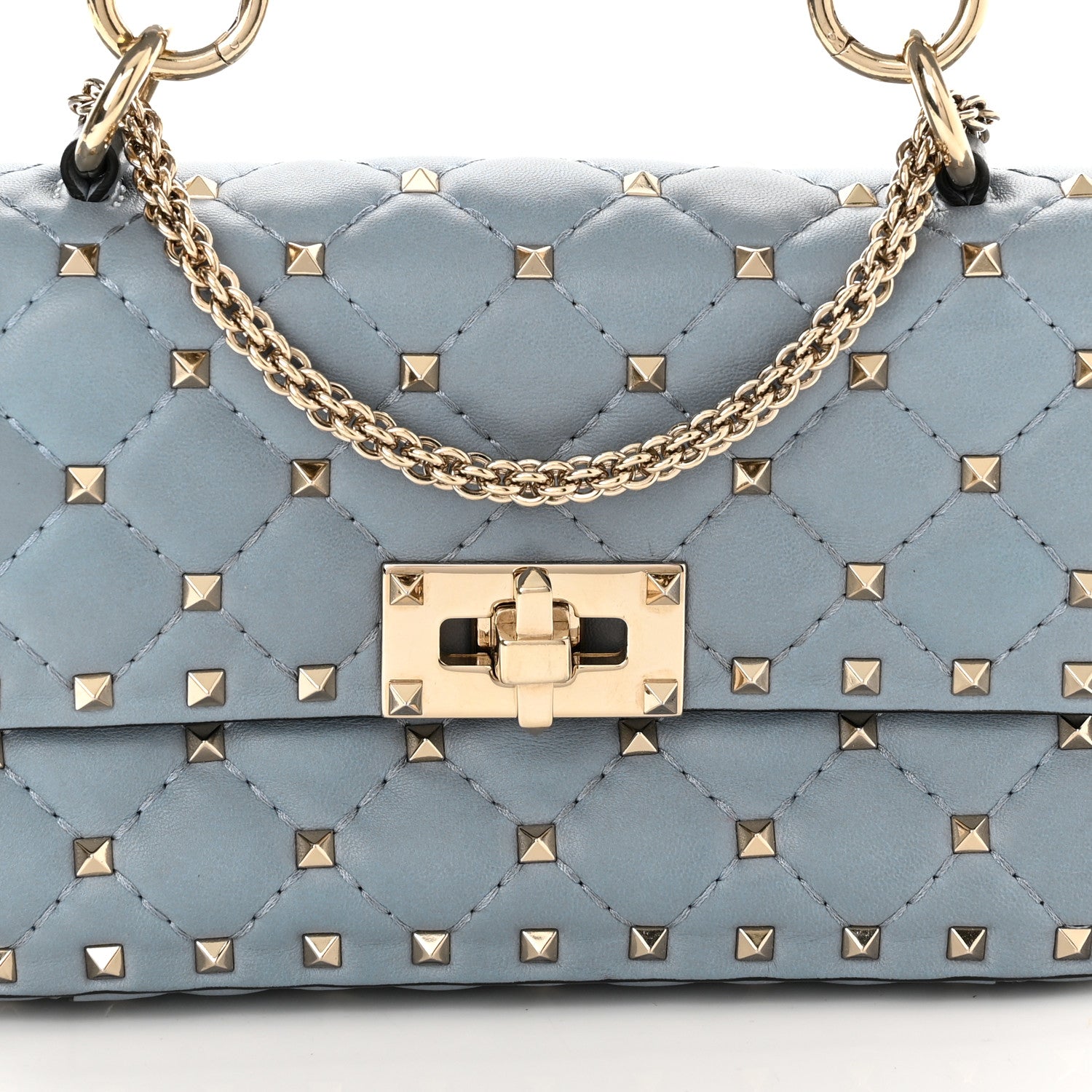 Valentino Garavani Nappa Small Rockstud Spike Shoulder Bag Aqua 7 of 10