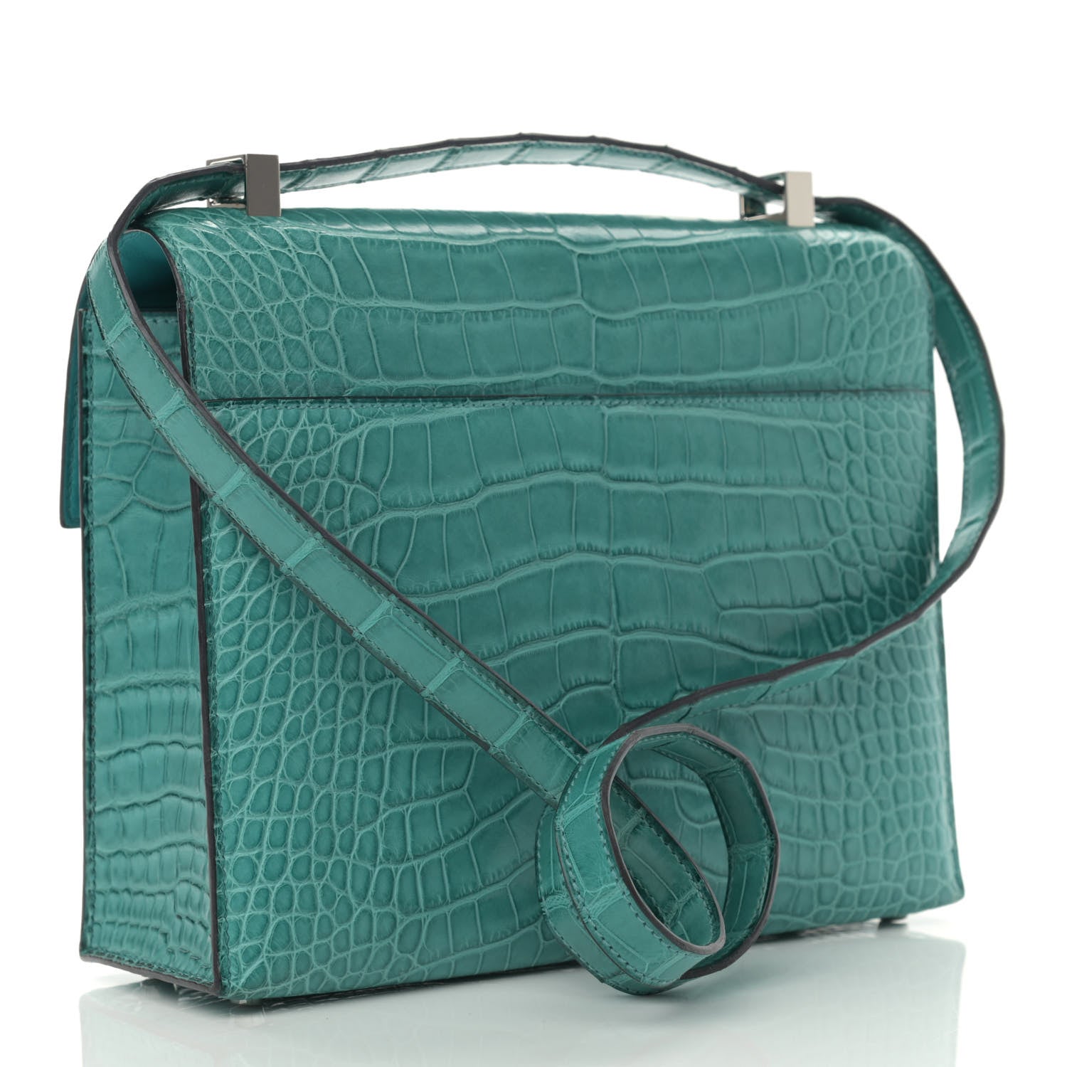 Hermes Matte Alligator Verrou 21 Bleu Paon 3 of 13