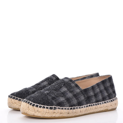 Chanel Flannel CC Espadrilles 37 Dark Grey Black 3 of 11