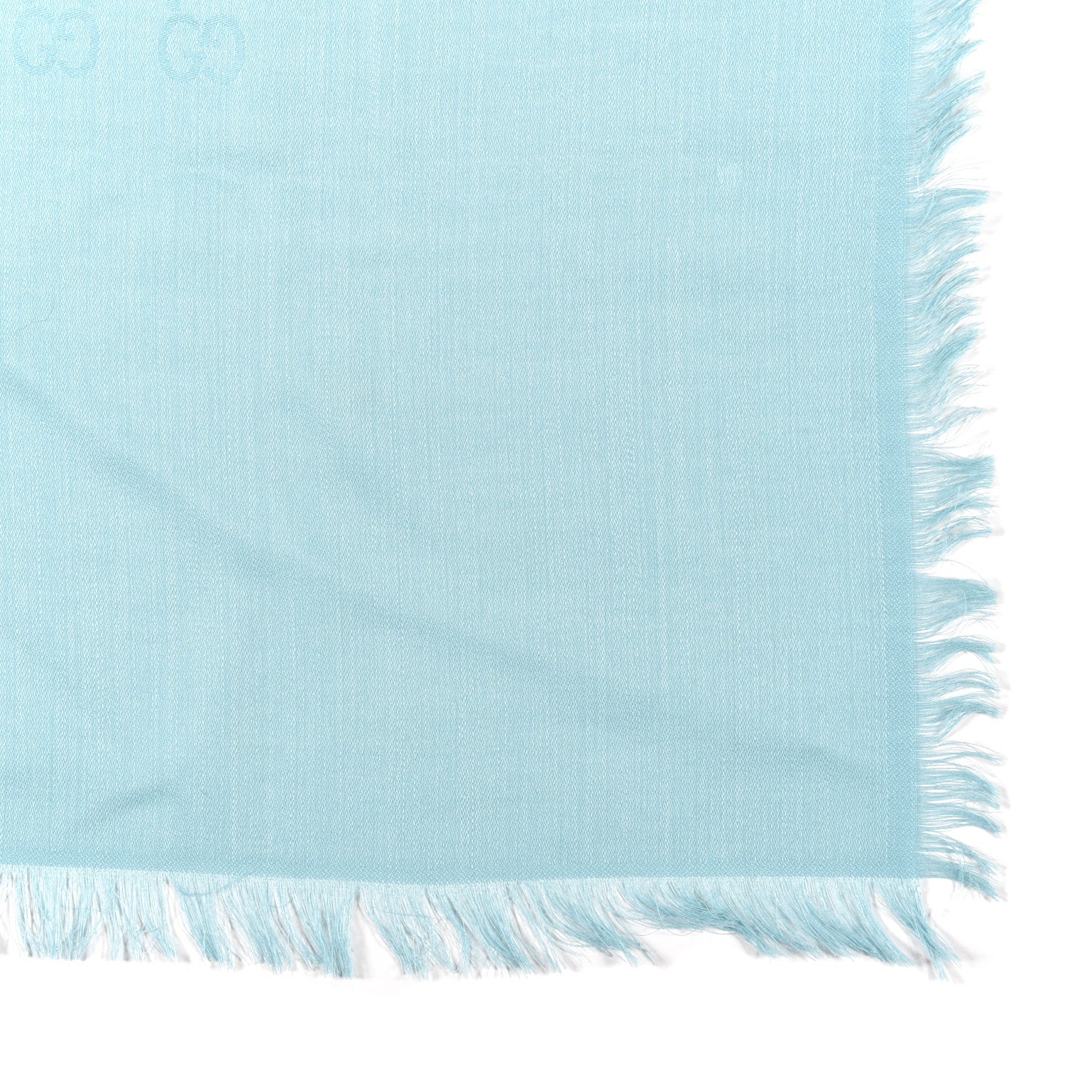 Gucci Wool Silk GG Monogram GGLight Fringe Shawl Light Blue 3 of 7