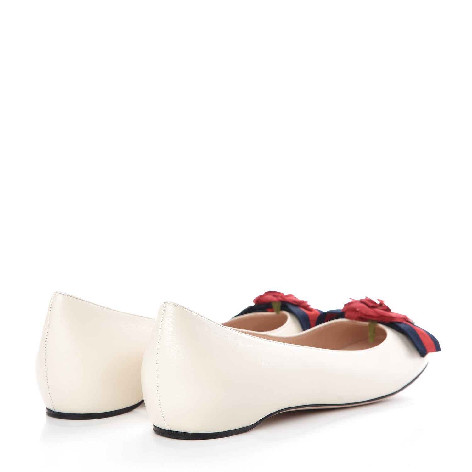 Gucci Malaga Kid Web Rose Bow Flats 41 White 4 of 9