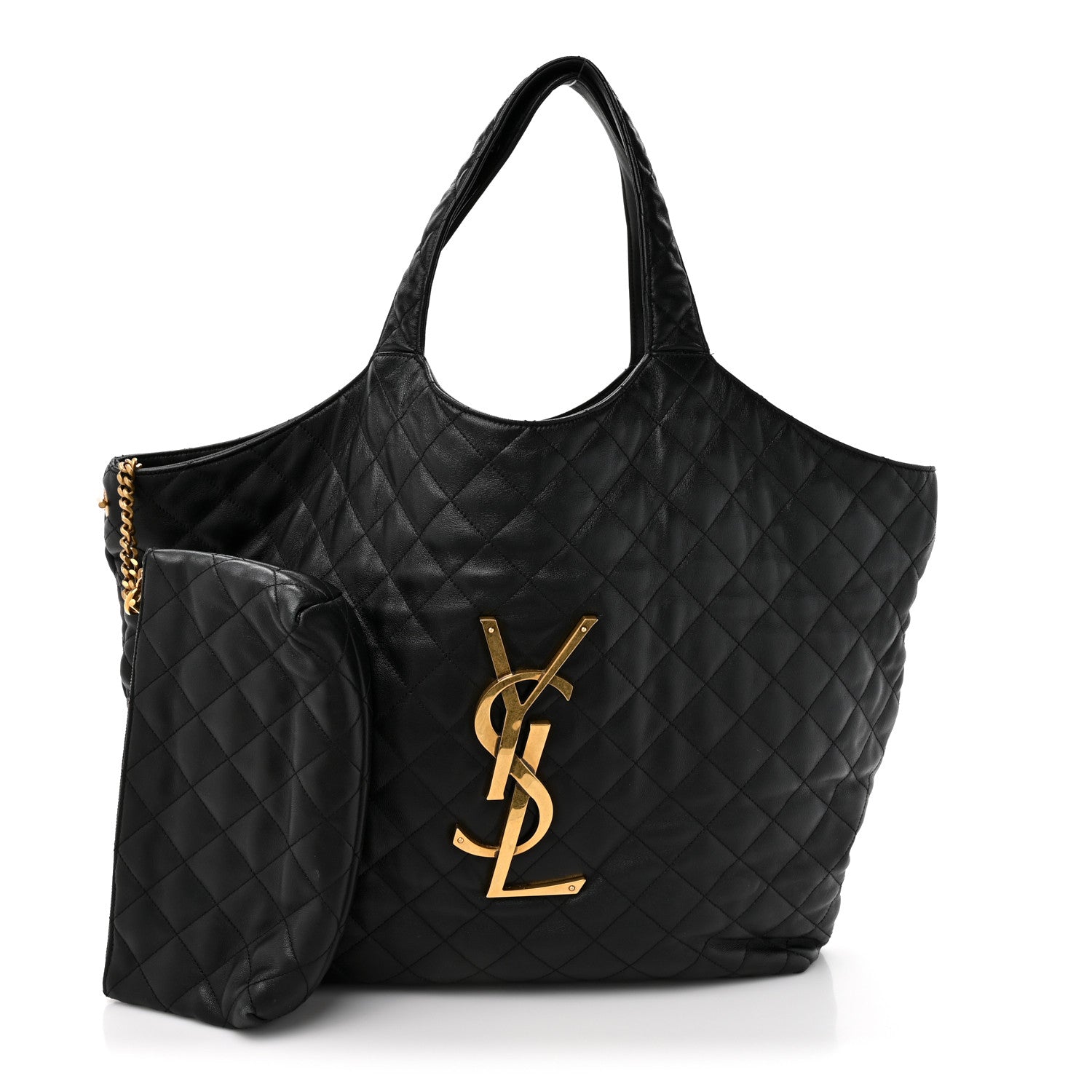 Saint Laurent Lambskin Quilted Maxi Icare Shopping Tote Black 3 of 14