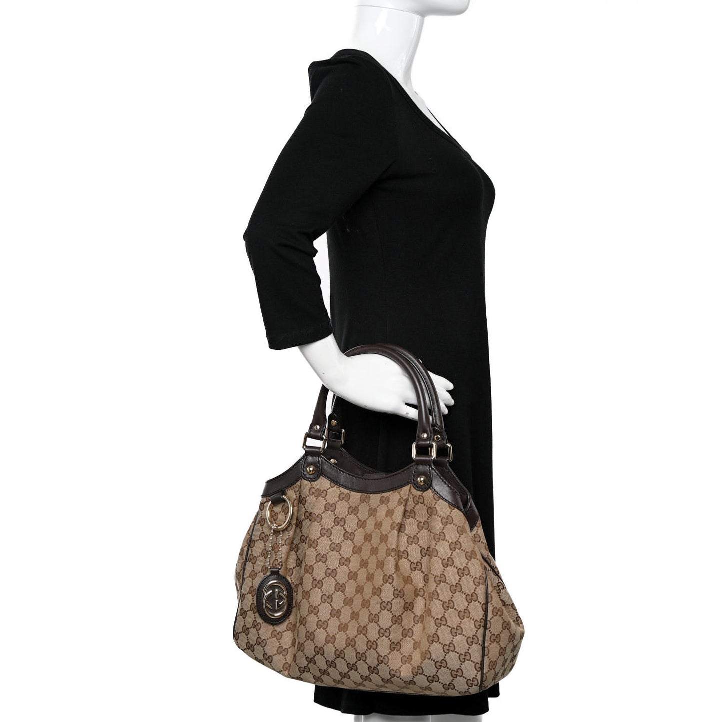 Monogram Medium Sukey Tote Beige Ebony Black