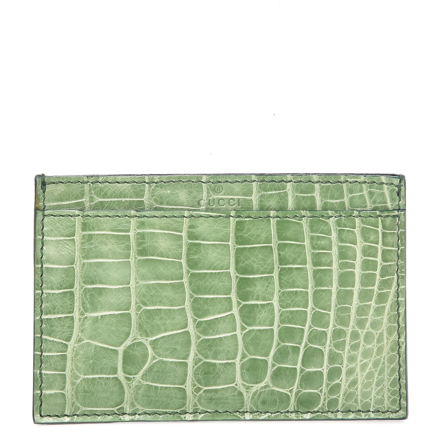 Gucci Crocodile Card Holder Vert 1 of 7