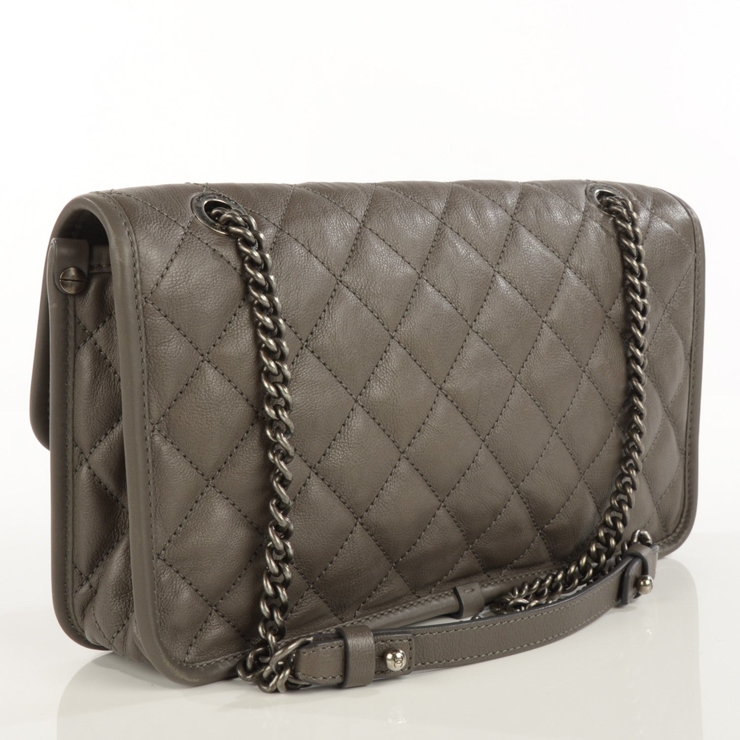 Chanel Calfskin Medium Casual Riviera Flap Dark Grey 3 of 8