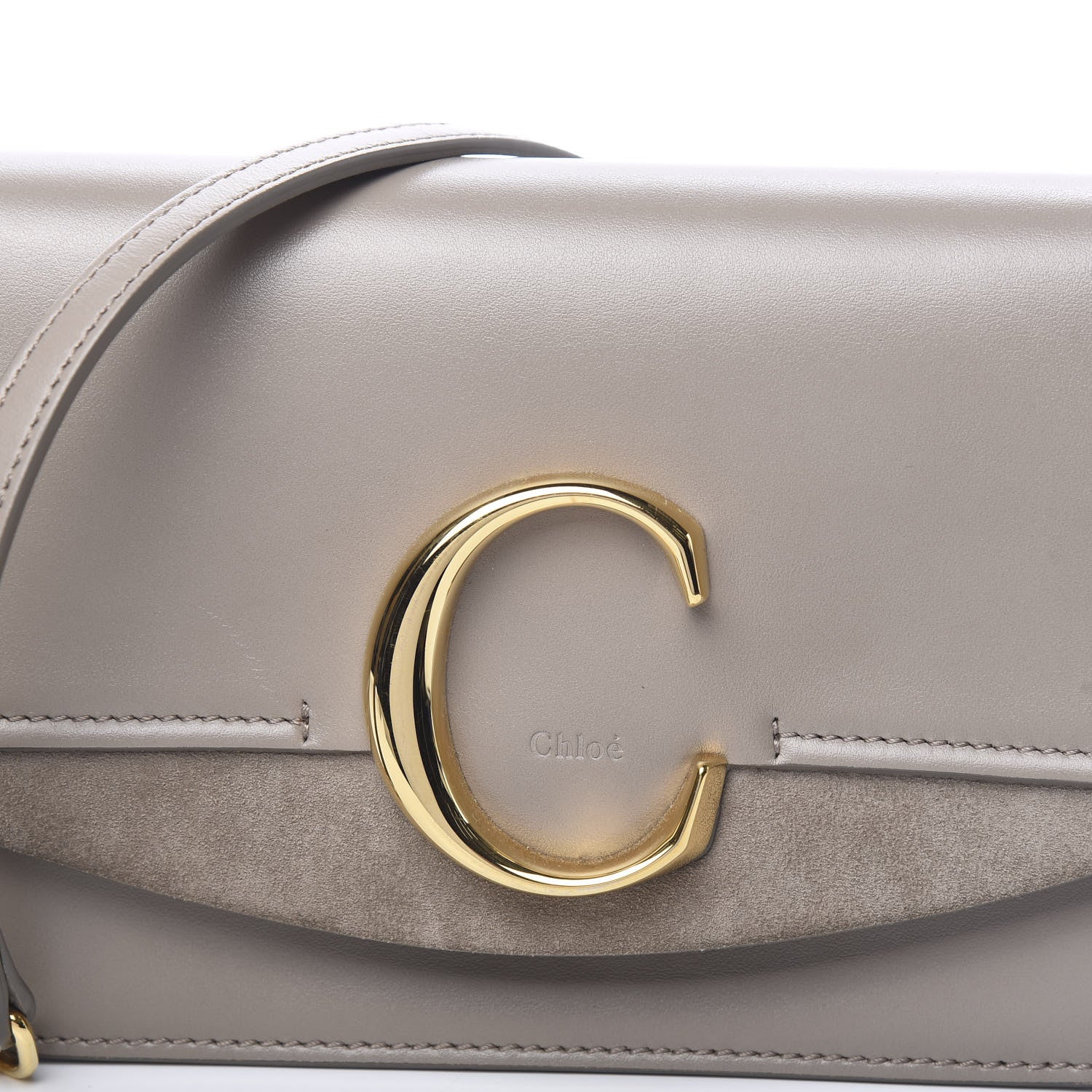Chloe Calfskin Suede C Clutch With Chain Motty Grey 9 of 9