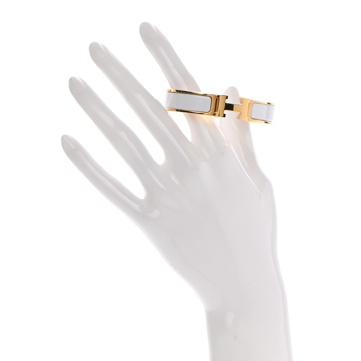 Enamel Narrow Clic Clac H Bracelet PM White