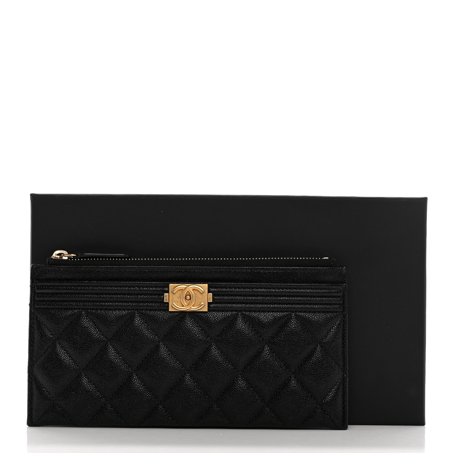 Chanel Caviar Quilted Classic Zip Boy Pouch Black 9 of 9