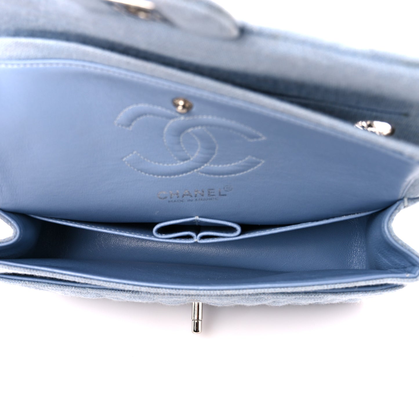 Jersey Quilted Small Double Flap Blue Clair