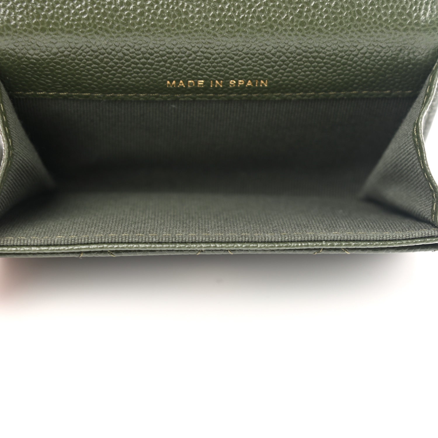 Chanel Caviar Quilted Chain CC Flap Card Holder Khaki 5 of 9