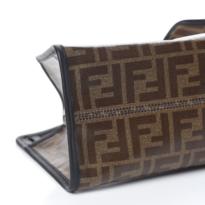 Fendi Glazed Fabric Vitello Century FF 1974 Stamp Patch Mini Peekaboo Defender Cover Mogano Panna Black 10 of 12