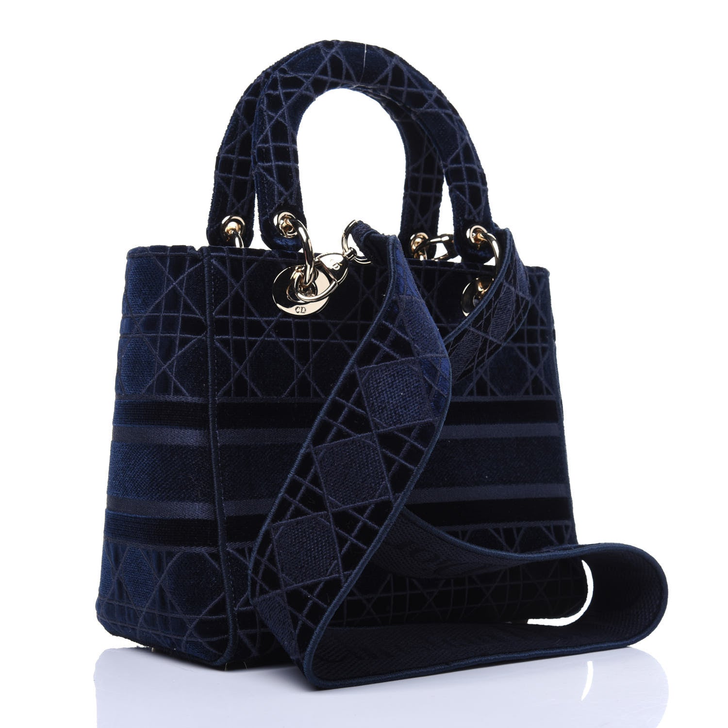 Christian Dior Velvet Cannage Medium Lady D-Lite Blue 4 of 11