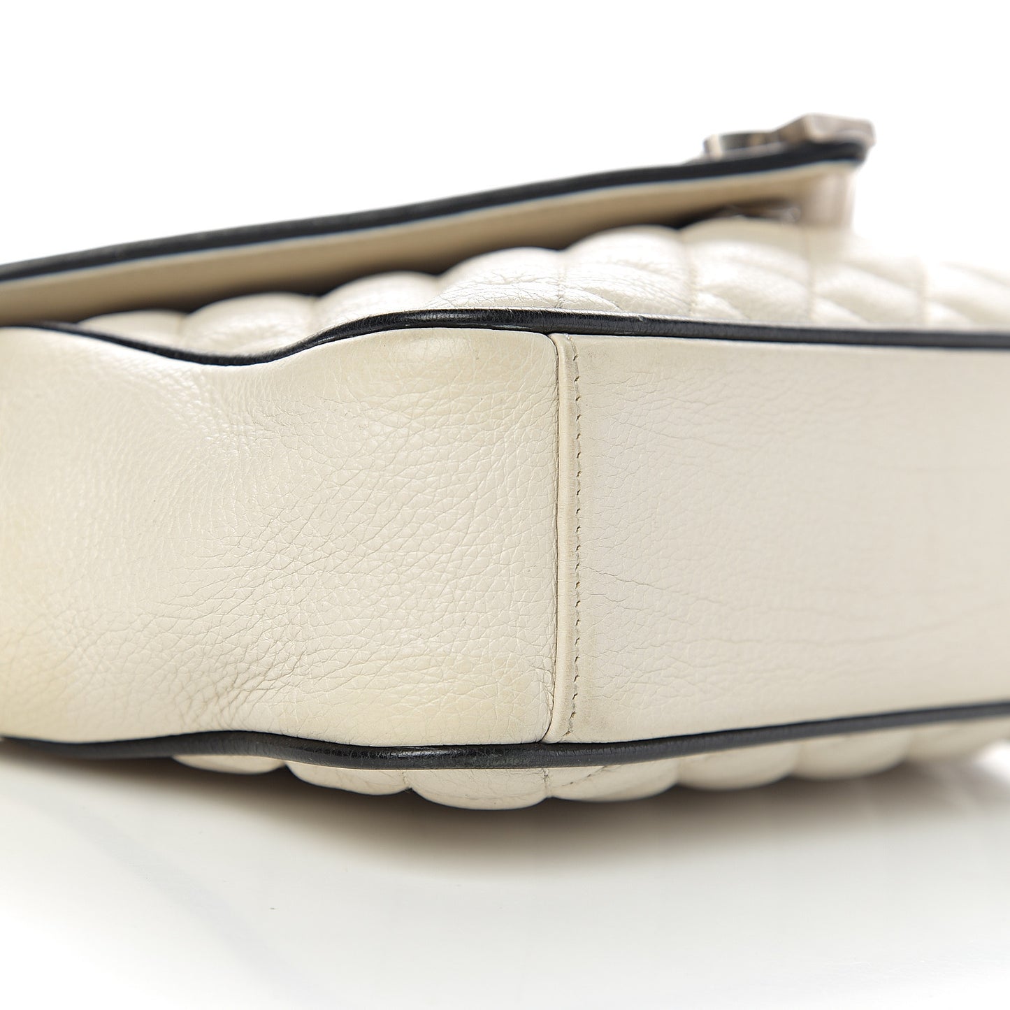 Sheepskin Tri-Quilt Monogram Medium Soft Envelope Bag White Black