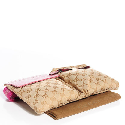 Gucci GG Monogram Web Double Pocket Belt Bag Pink 4 of 9
