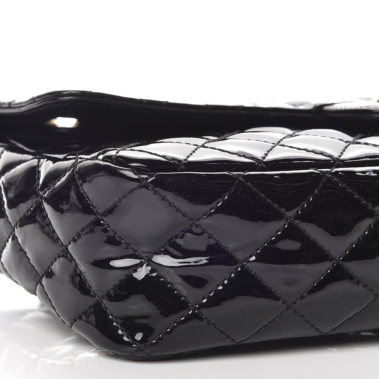 Patent Calfskin Quilted Valentine Charms Medium Single Flap Black