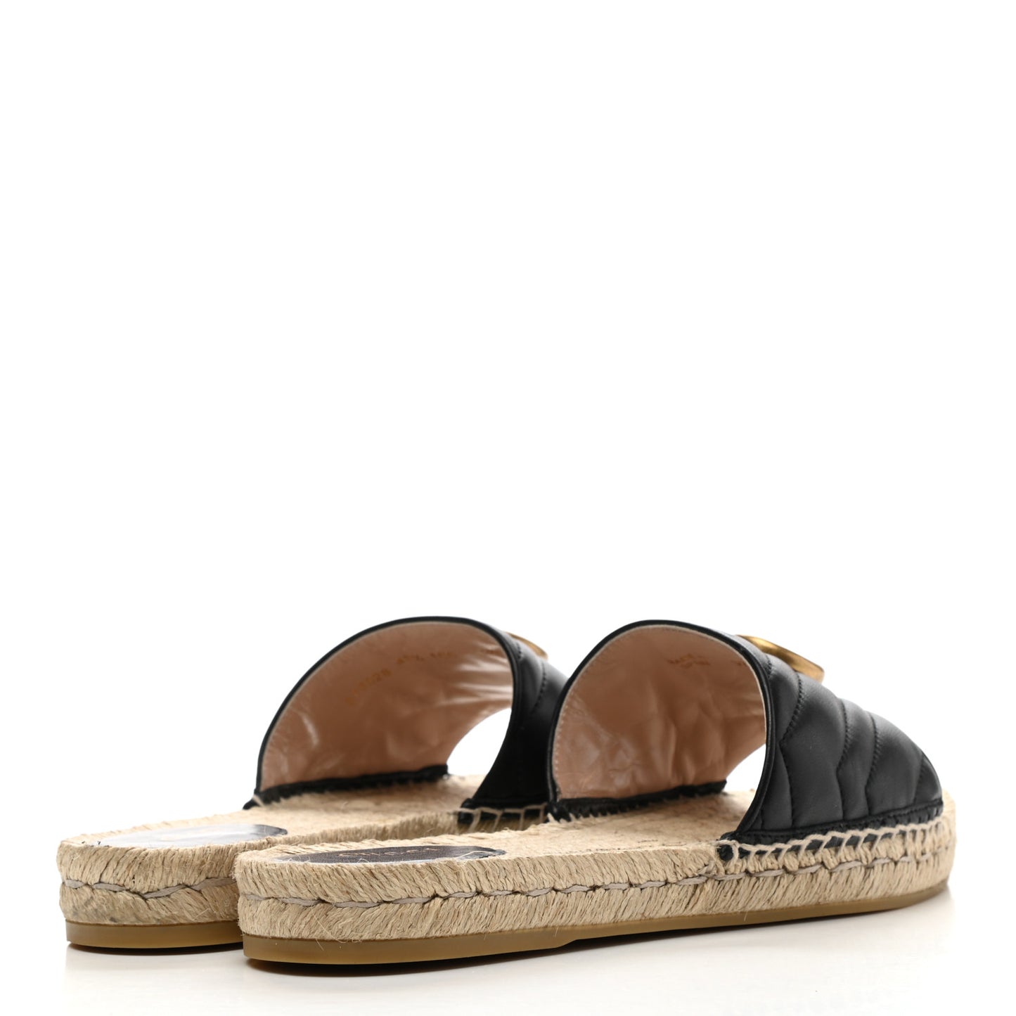 Nappa Matelasse GG Marmont Espadrille Slide Sandals 40.5 Black