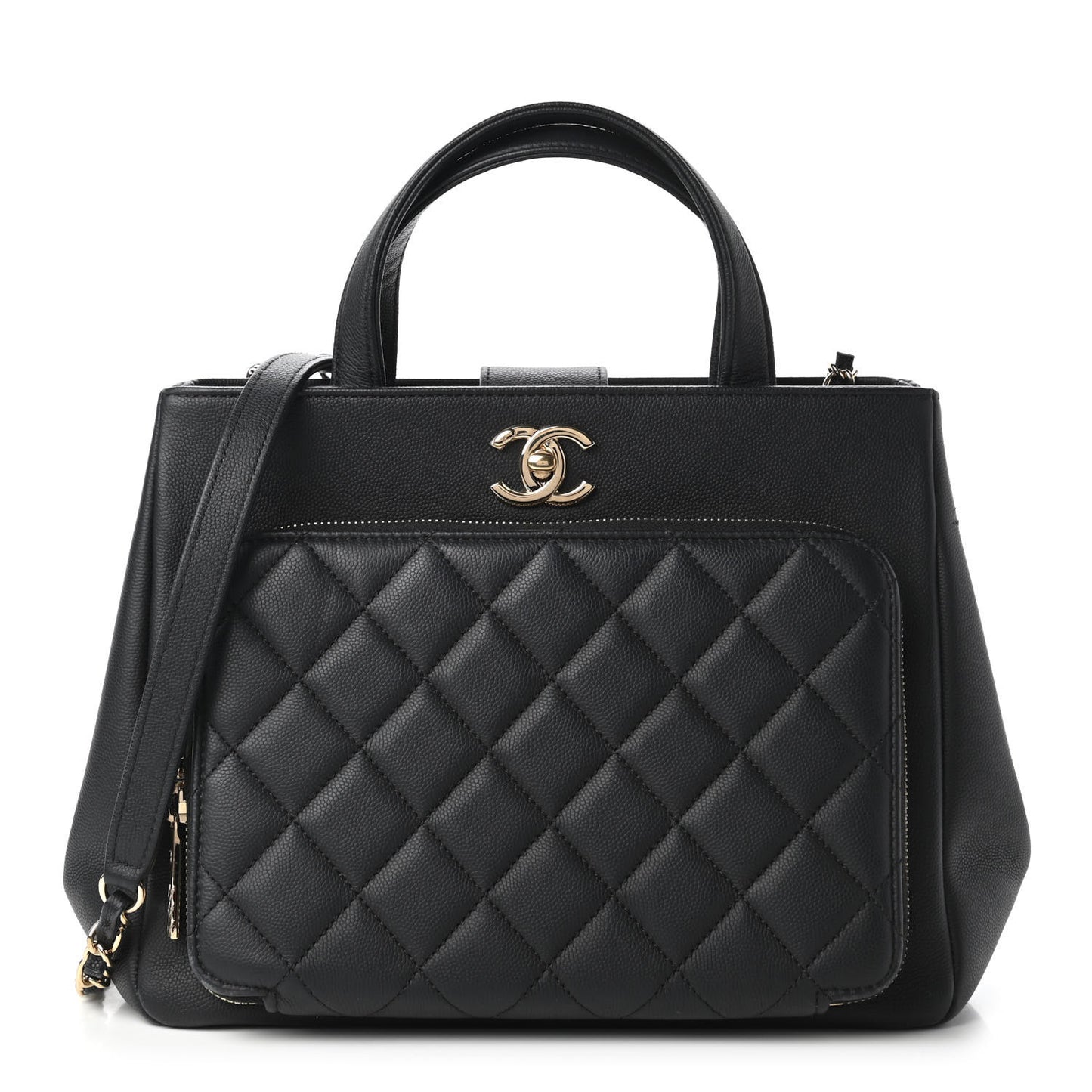 Caviar Quilted Small Business Affinity Shopping Bag Black